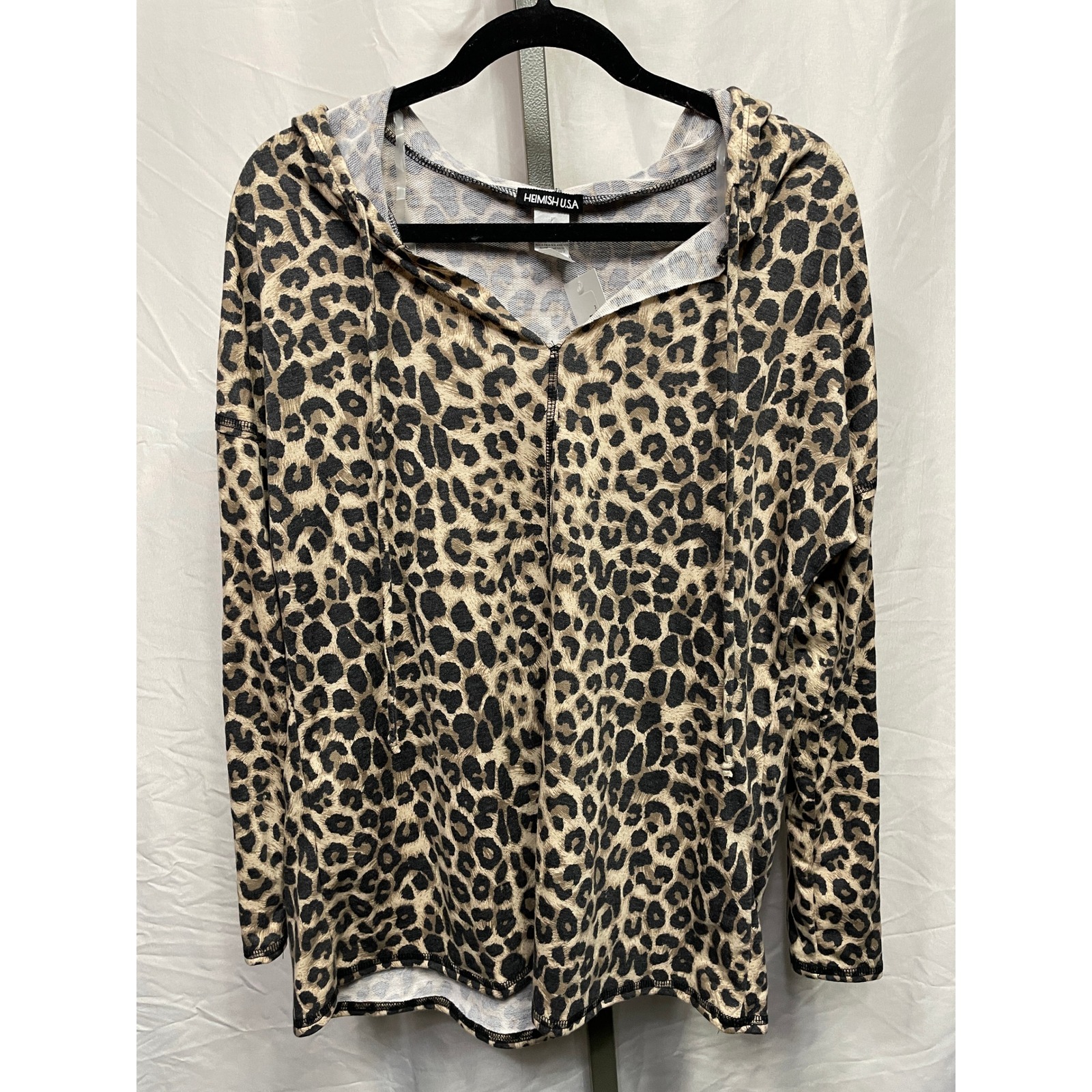 Heimish Usa Leopard Print Zip Up Hoodie Women's Size Medium Lightweight Casual